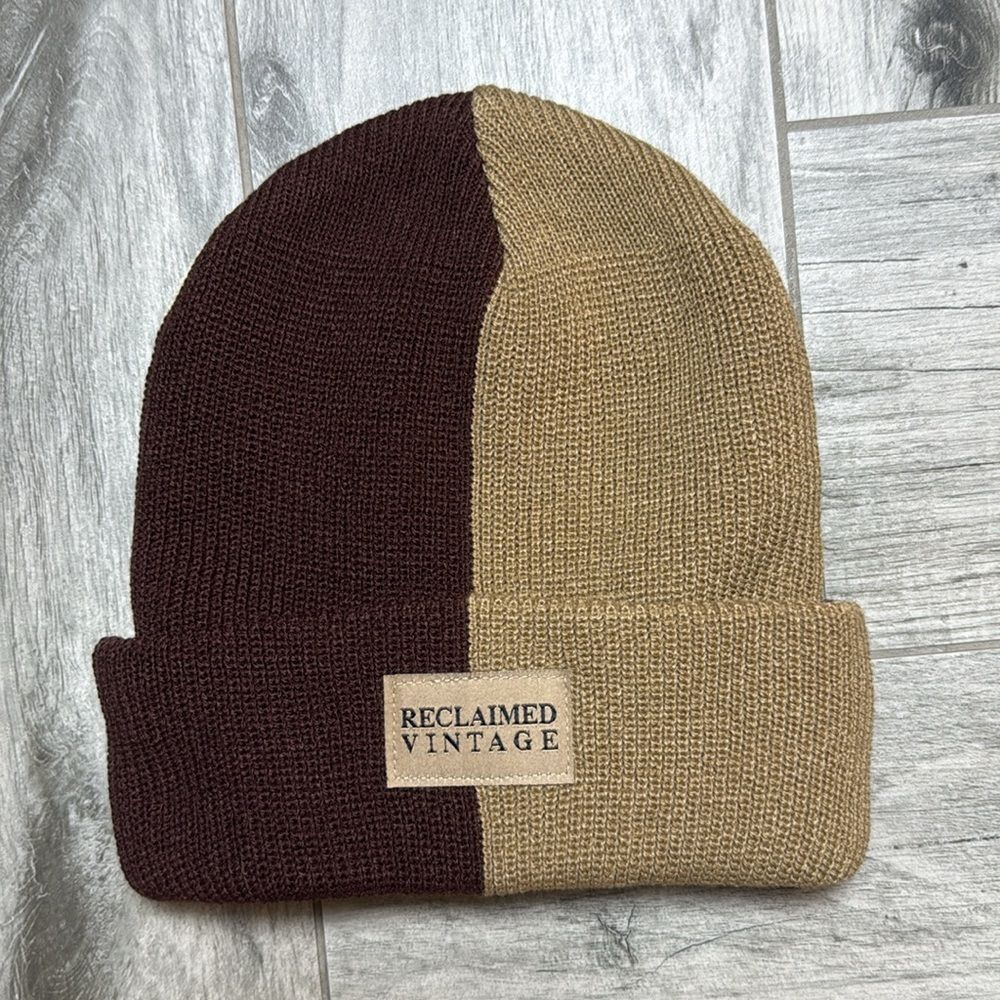 Reclaimed Vintage, unisex, color block, beanie, hat, in brown tones